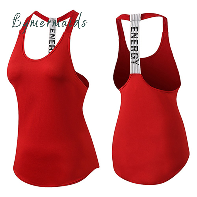 Bymermaids 2022 Gym Tops Women&#39;s Sports Top Letter Backless Shirts Sleeveless Yoga Tops Fitness Running Quick Dry Tank Crop Top