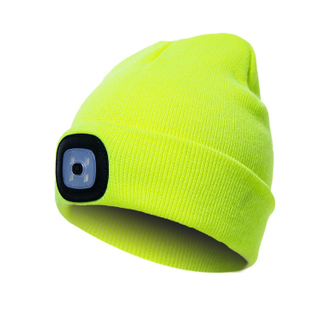 New Style Rechargeable Winter Warm Knit Lighted Cuffed Headlight Headlamp Sports Wireless Headphone Music Blue Tooth Beanie Hat