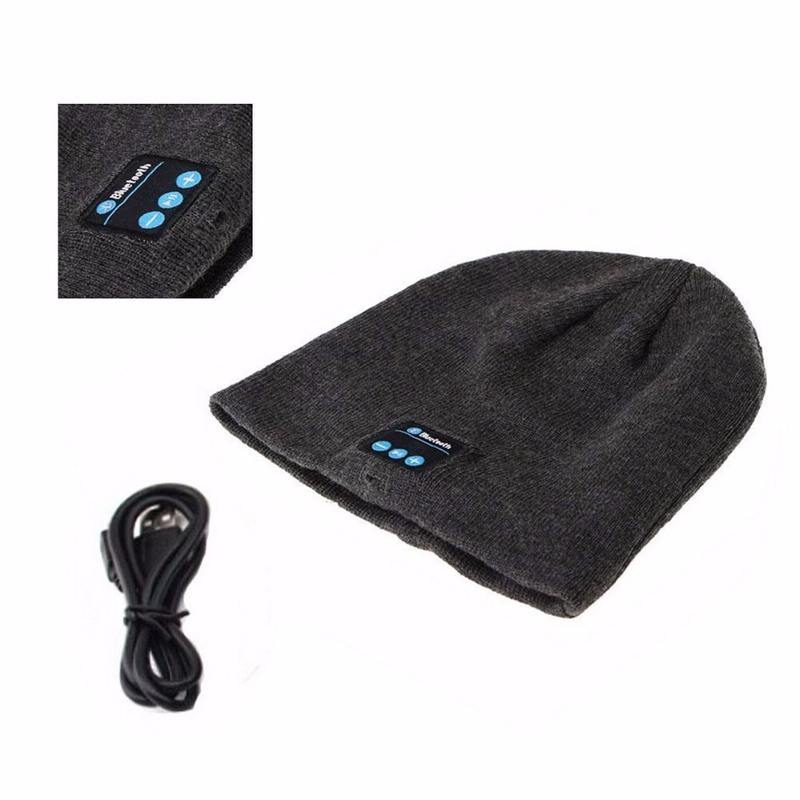 Hat Music Wholesale Wireless Headphone Knitted cap Custom women label Embroidery leather patch Logo Wool Beanie Hat