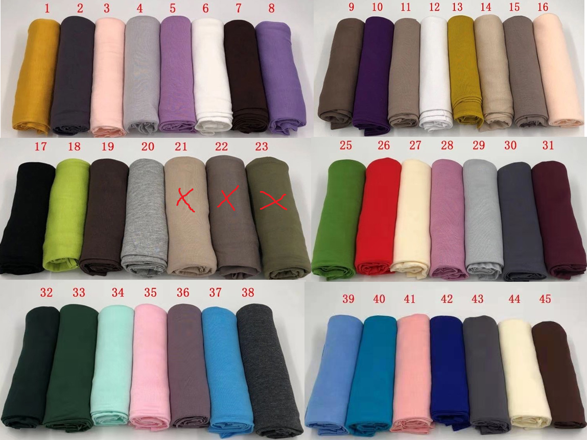 Factory Price Hot 90 Color Plain Bubble Scarf Muslim Chiffon Hijab Shawl High Quality Solid Color Headscarf Wraps