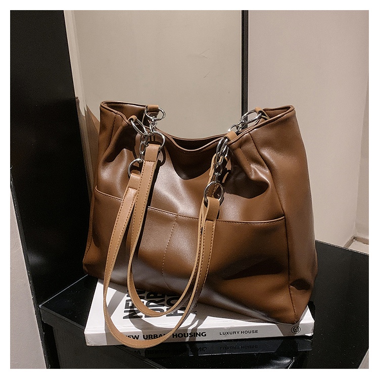 Shoulder Side Bags for Women Vintage Solid Color Simple Large Capacity Big PU Leather The Latest Handbags Travel Totes