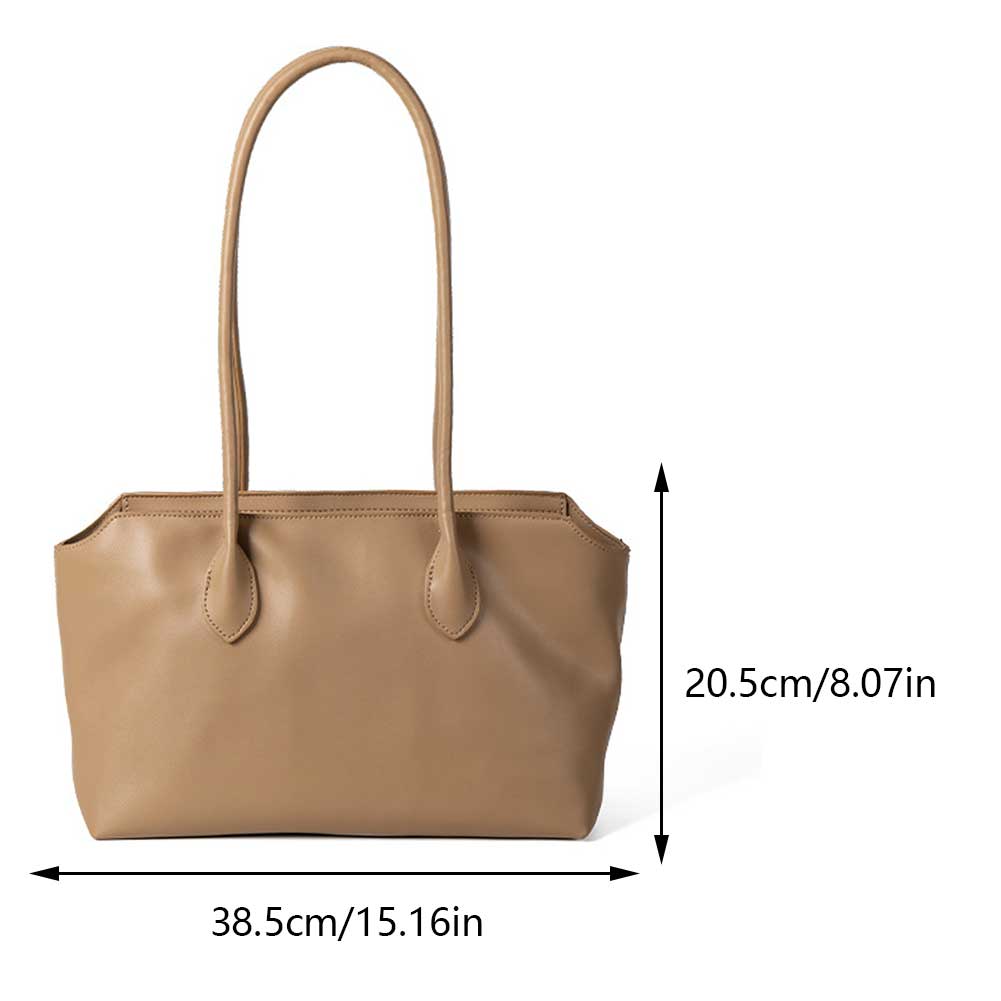 Brand Commute Tote Bag for Women's Classic PU Leather Shoulder Bag Retro Solid Ladies Underarm Bag Large Capacity Handbag