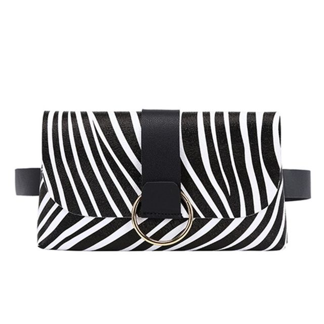 Mini Waist Bag 2 In 1 Leopard Stripe Coin Purse Ladies Belt Bag Belt Mobile Phone Bag Waist Bag Flap Leather Fanny Pack