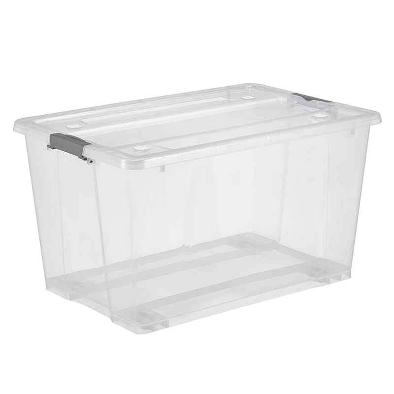 New Design 50L Clear Plastic Transparent Storage Box with Wheels