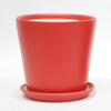 New Arrival Simple Style Round Ceramic Green Plant Pots with Saucer for Home Garden Decor