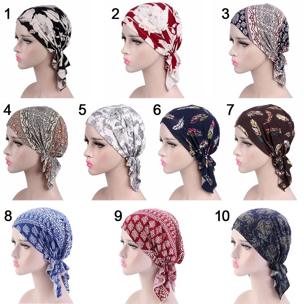 Tube Men Women Sleep Caps Fashion Casual Cotton Hat Bandana Women National Wind Floral Print Turban Chemotherapy Hat