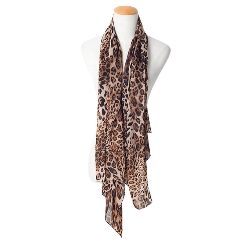 Vintage Leopard Print Scarf Fashion Soft Chiffon Shawl Scarf Women Winter Animal Print Scarf Leopard Scarf Scarves For Women