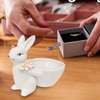 Rabbit Figurines Cute Ceramic Decorative Bunny Snack Serving Bowl Jewelry Holder Tray For Easter Desktop Office Gift Home Decor