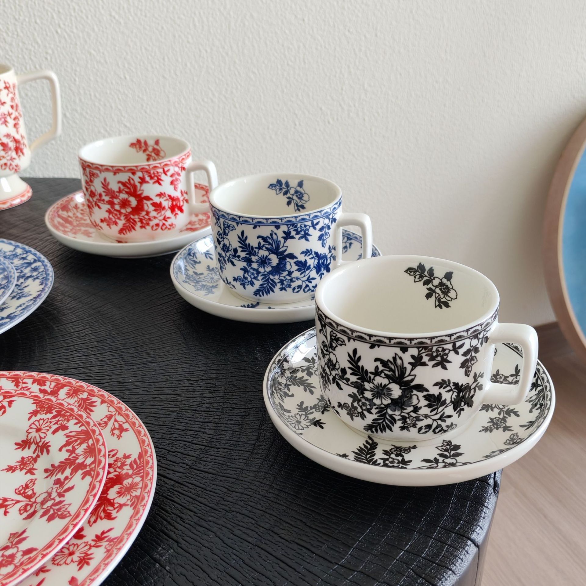 English Style Flower Ceramic Mugs Coffee Cup And Plate Milk Tea Cup Ins Oatmeal Breakfast Mug Drinkware Kitchen Cup Set