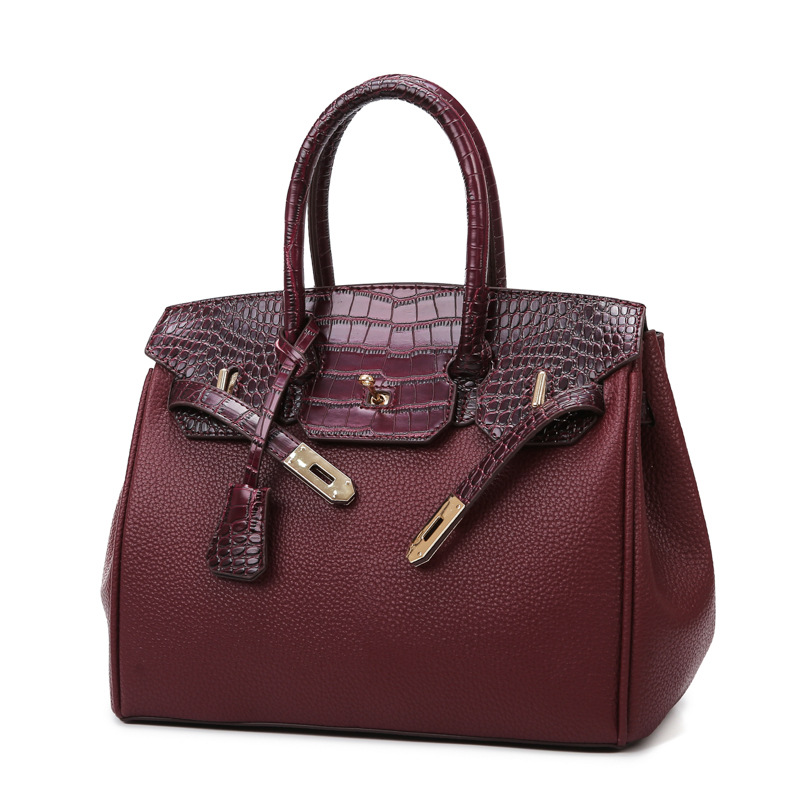 New Business Commuter Fashion Platinum Bag with Crocodile Pattern Splicing Handheld Single Shoulder Diagonal Cross Women's Bag