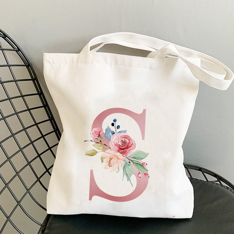 Plant Print Canvas Bag Women's Shoulder Bag Fashion Cotton Letter Shopping Shopper Ladies Hand Bags Tote Bag Side Bag for Ladies