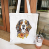 Watercolor Floral Dog Print Canvas Bag Women Fashion Shoulder Totebag Female Shopping Bags Girl Student School Bags Animal Totes