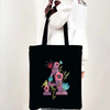A Z Watercolor Flower Letter Print Harajuku Shopping Canvas Tote Bag Women's Designer Shopper Handbag Canvas Bag
