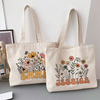 Personalized Flower with Name Tote Bag Women Canvas Shoulder Bags Monogram Shopping Bag Handbags Birthday Wedding Gifts For Her