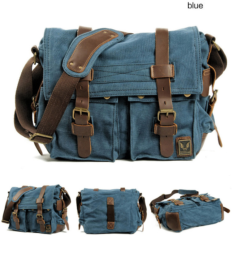 Canvas Leather Men Messenger Bags Big Satchel Shoulder Bags Male Laptop Briefcase Travel Handbag