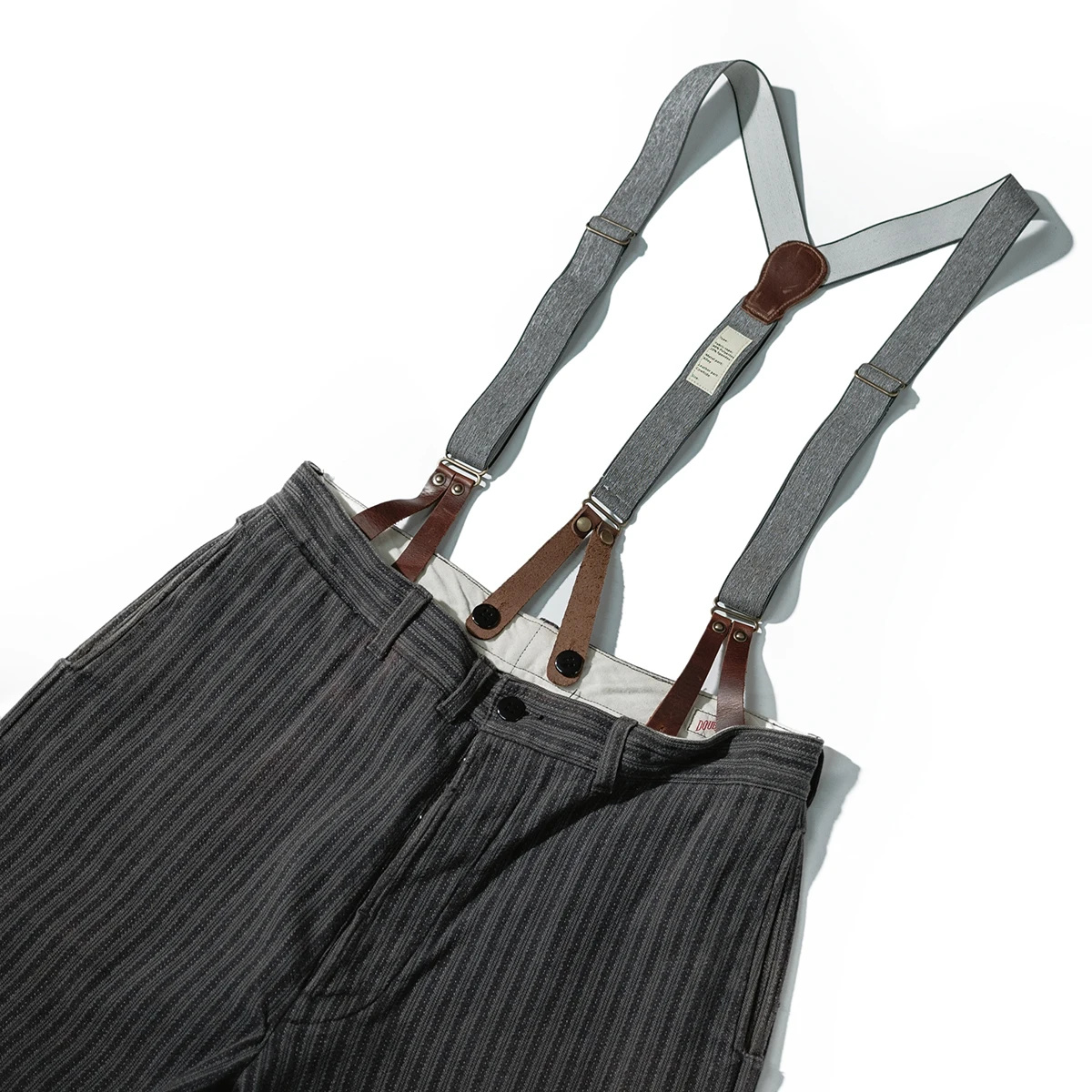 Retro Narrow Y-Back Suspenders Adjustable Elastic Braces Leather Tabs