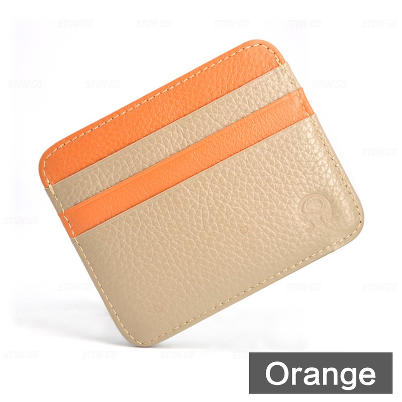 Genuine Leather ID Pocket Bank Credit Card Case Thin Card Wallet Cash Cards Pack Bus Card Holder 1PC