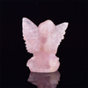 8.3cm Natural Rose Quartz Angel Carving Crystal Reiki Healing Figurine Trinket Craft Gift Home Decoration 1pcs