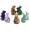 1.5" Rabbit Figurine Natural Stone And Crystals Rose Quartz Carving Animals Statue Healing Gemstone Craft Gift Home Decoration