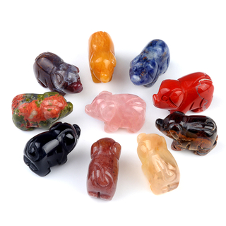 Natural Stone Crystal Rose Quartz Pendulum Lucky Pig Shape Micro Landscape Fishbowl Desk Ornament Jewelry Making Accessories