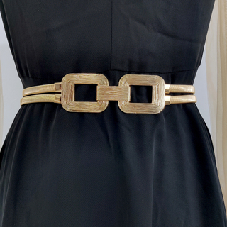Designer Belts For Women High Quality Luxury Brand Female Waist Gold Chain Belt Elastic Waistband Dress Stretch Metal Riem