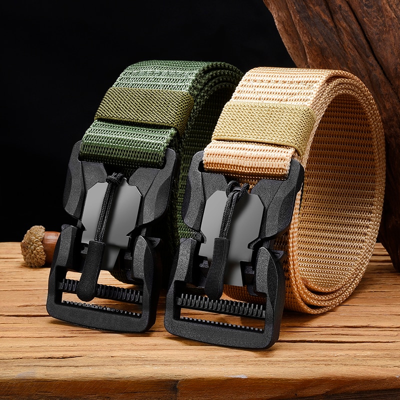 Tactical Belt Magnetic Buckle Quick Release Elastic Belt Casual Nylon Tooling Training Belt Men Trousers Belt