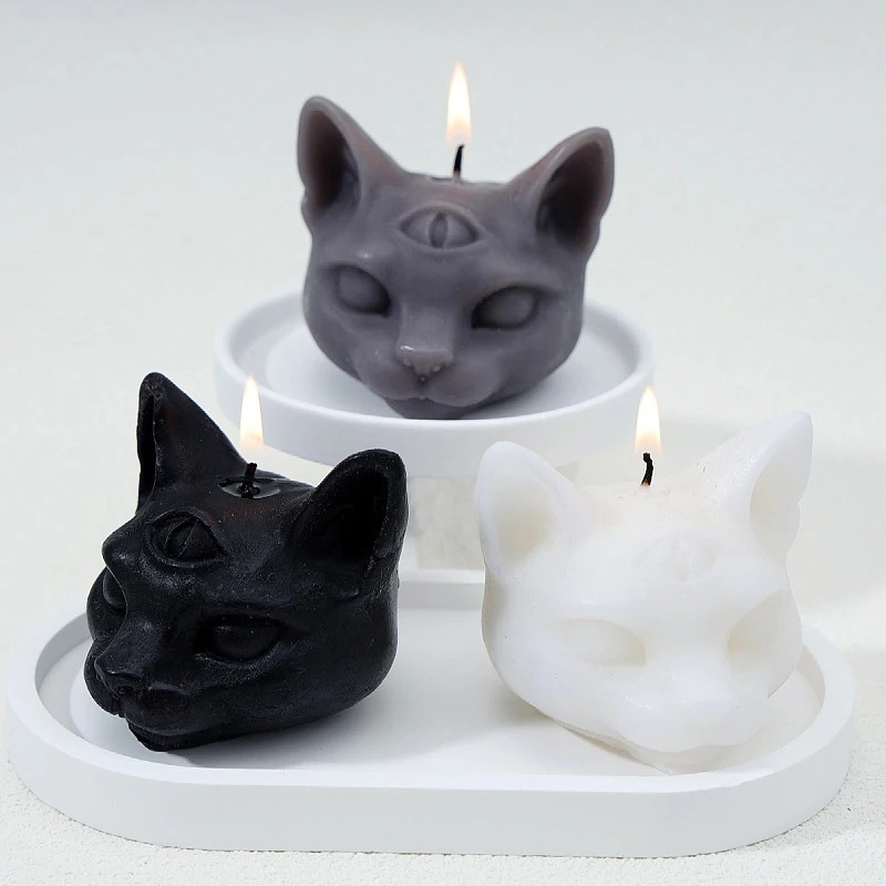 Three Eye Cat Scented Gothic Candles Soy Wax Halloween Creative Aromatherapy Decoration Dark Cat Ornaments Home Room Decor Gift
