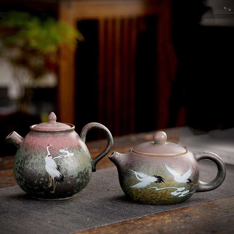 Vintage Kiln Change Ceramics Tea Pot Chinese Tea Set Porcelain Teapot Oolong Tea Handmade Kettle Customization