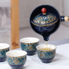 Chinese Gong Fu Tea Set Portable 360 Rotation Teapot Ceramic Tea Maker Infuser Semi-Automatic Teaware for Home Office Travel