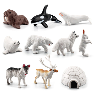 Simulated Arctic Animal Model: Rabbit, Fox, Killer Whale, Beluga Whale, Reindeer, Husky Polar Bear, Ice House Sand Table