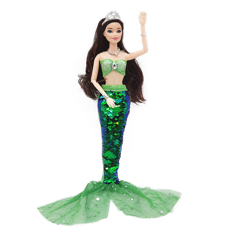 11 Inch Mermaid Doll Full Set Multi Joints Movable 30cm Height Doll with Sequin Skirt Suit Girls Dress Up Toys