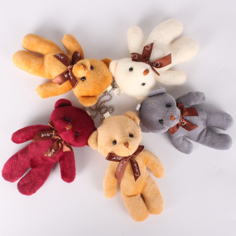 10PCS/Pack Stuffed Plush Toy Teddy Bears Mini Bear Doll Toy Keychain Bag Pendants Wedding Decoration Kids Birthday Party Gifts