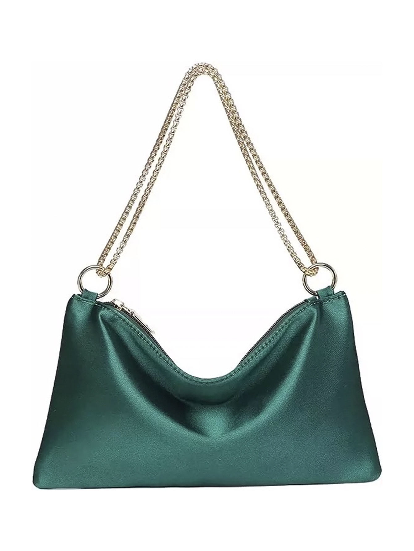 Elegant Solid Metal Chain Underarm Woman Evening Bags for Wedding And Night