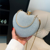 Evening Clutch Bag Women Bag Shiny Handbag Heart Shape Metal Clutches Bag Fashion Chain Shoulder Crossbody Bag Luxury Lady Purse