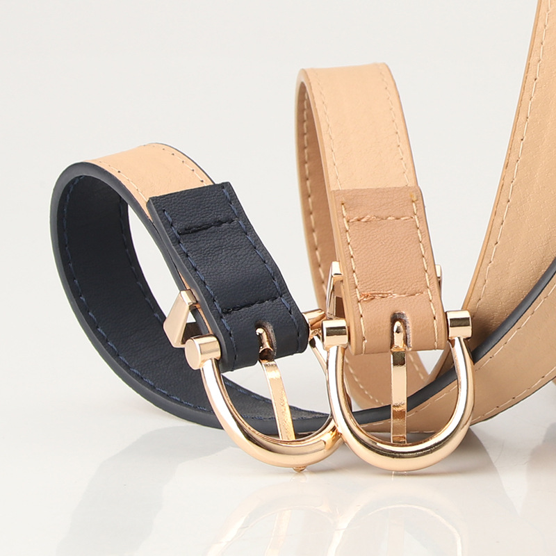 Women Waist Belts New PU Leather Simple Metal Buckle Belt Girls Dress Jean Pants Waistband Belts for Lady Luxury Designer Brand