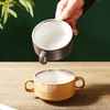 Wholesale Glazed Ceramic Smooth Dinnerware Dining Bowl Japanese Double-ear Small Soup Bowl Dessert Bowl