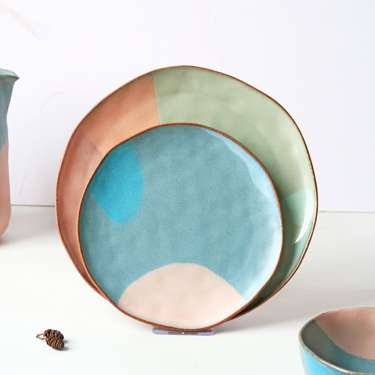 Wholesale European Vintage Style Colorful Home Goods Stoneware Custom Cheap Dinnerware Set for Gift