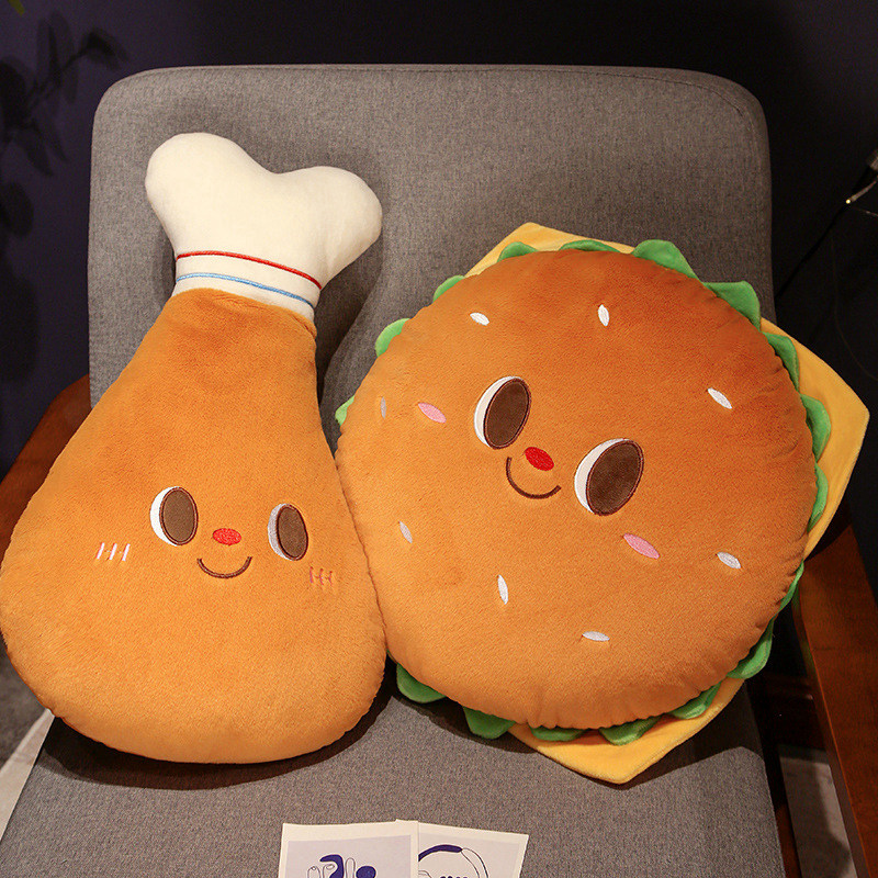 Funny Toast Bread Plush Pillow Cartoon Hamburger Stuffed Plushies Cushion Soft Decorative Pillows for Baby Girls Home Sofa Car