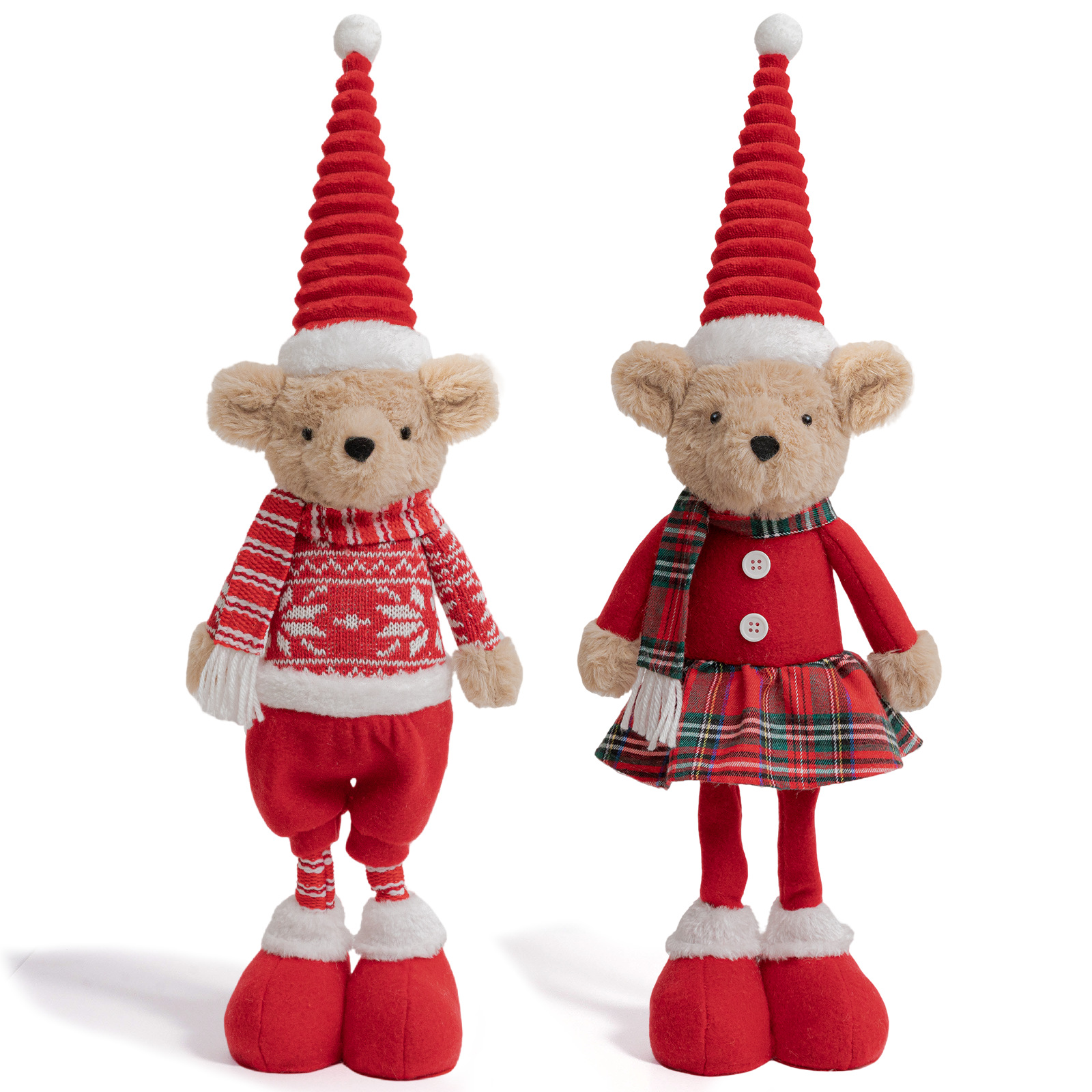 Christmas Red Bear Doll Creative Teddy Bear Doll Holiday Decoration Cute Desktop Ornament