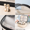 Double Layer PU Cosmetic Bag Large Capacity Portable Storage Bag Waterproof Travel Toiletry Bag