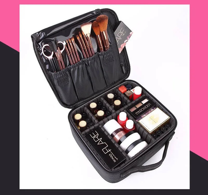  New Makeup Bag for Women Travel Waterproof Necessary Beauty Brush Embroidery Tool Storage Cosmetic Case Professional Makeup Box