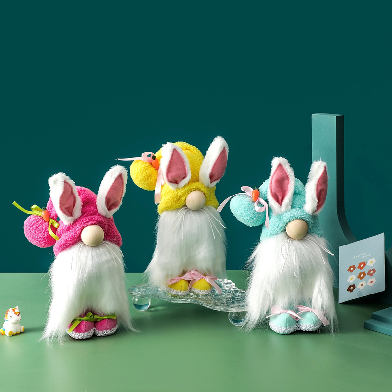 New Easter Long Eared Rabbit Standing Faceless Doll Doll Dwarf Showcase Home Decor