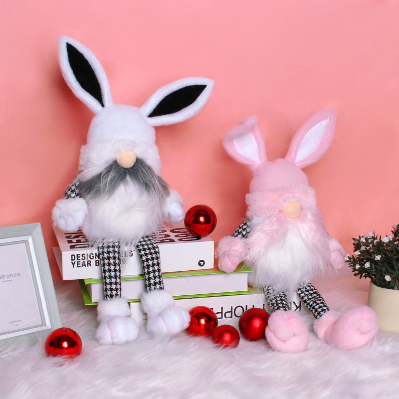  Cross Border Easter Long Leg Rabbit Doll Ornament Cute Elf Doll Home Festival Decoration Supplies