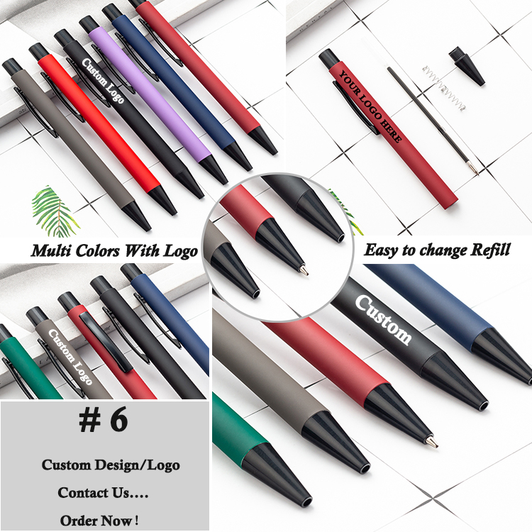 Creative Bank Hotel Reception Desk Pen Metal Rotary Ballpoint Pen for Business School Office Customization Accepted