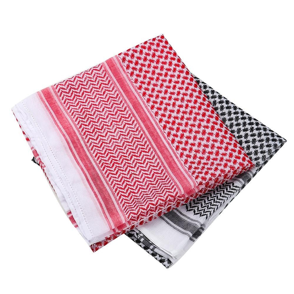 1Pcs Arab Kafiya Keffiyeh Arabic Muslim Head Scarf Polyester Shemagh Neck Wrap for Adults Turban Hijab Headwear Turban Shawl