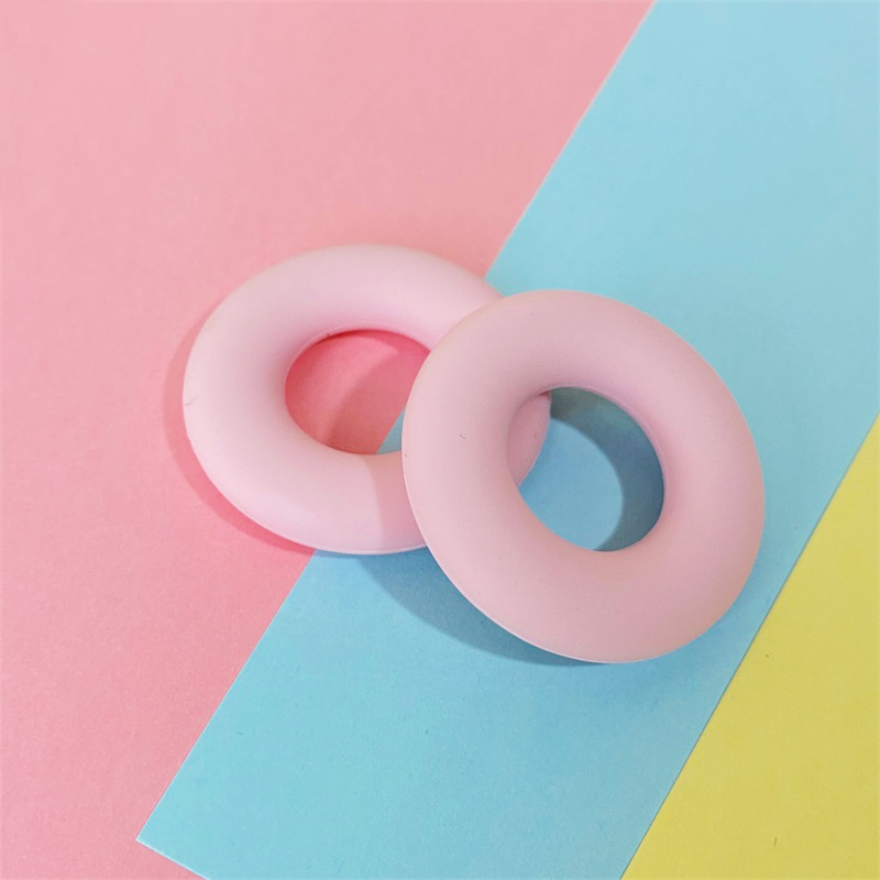5pcs Donut Round Silicone Teether Beads Baby Teething Ring Food Grade Teething Necklace Toy Baby Products