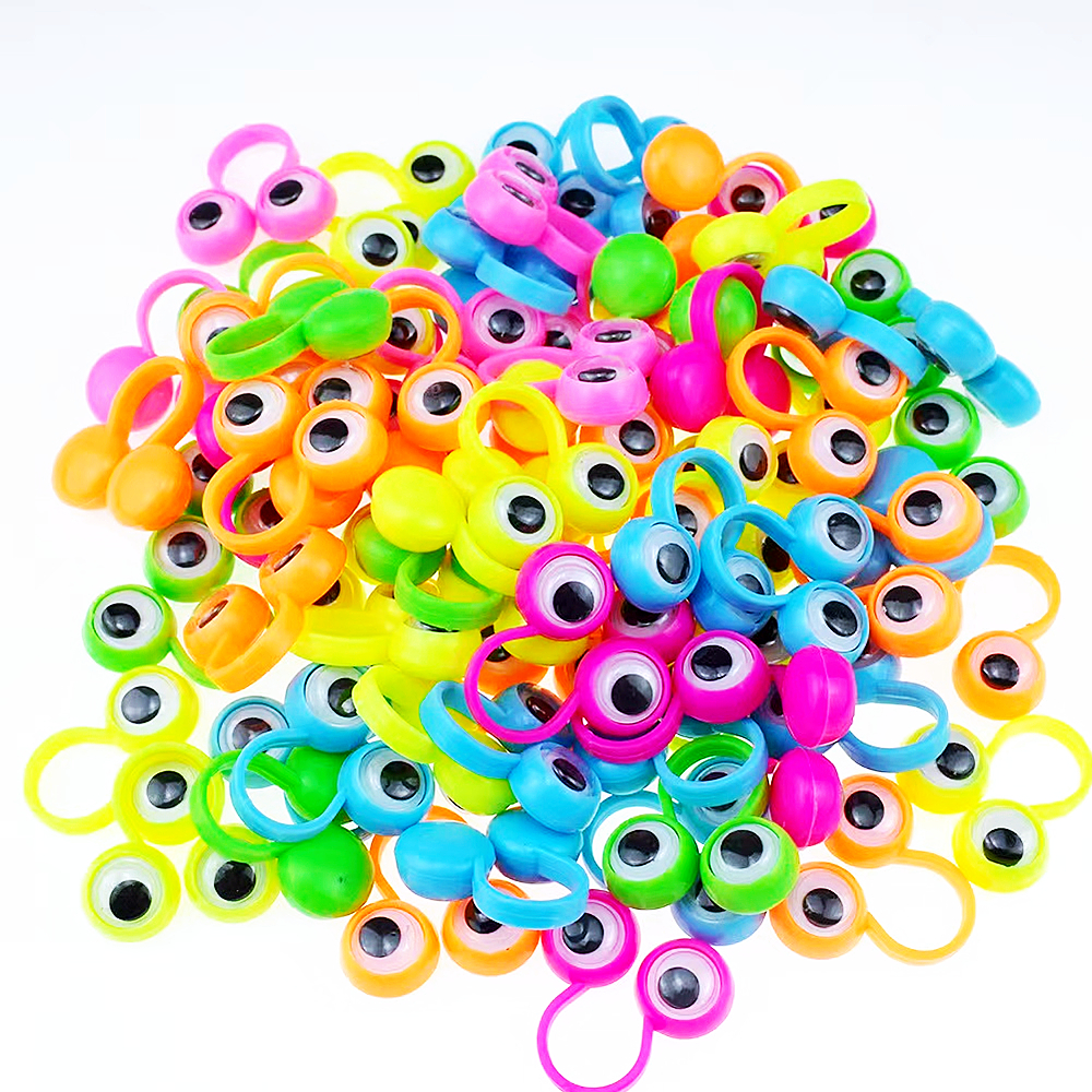 24Pcs Eye Finger Puppets Plastic Rings with Wiggle Eyes for Kids Birthday Party Favors Toys Pinata Fillers Halloween Decoration