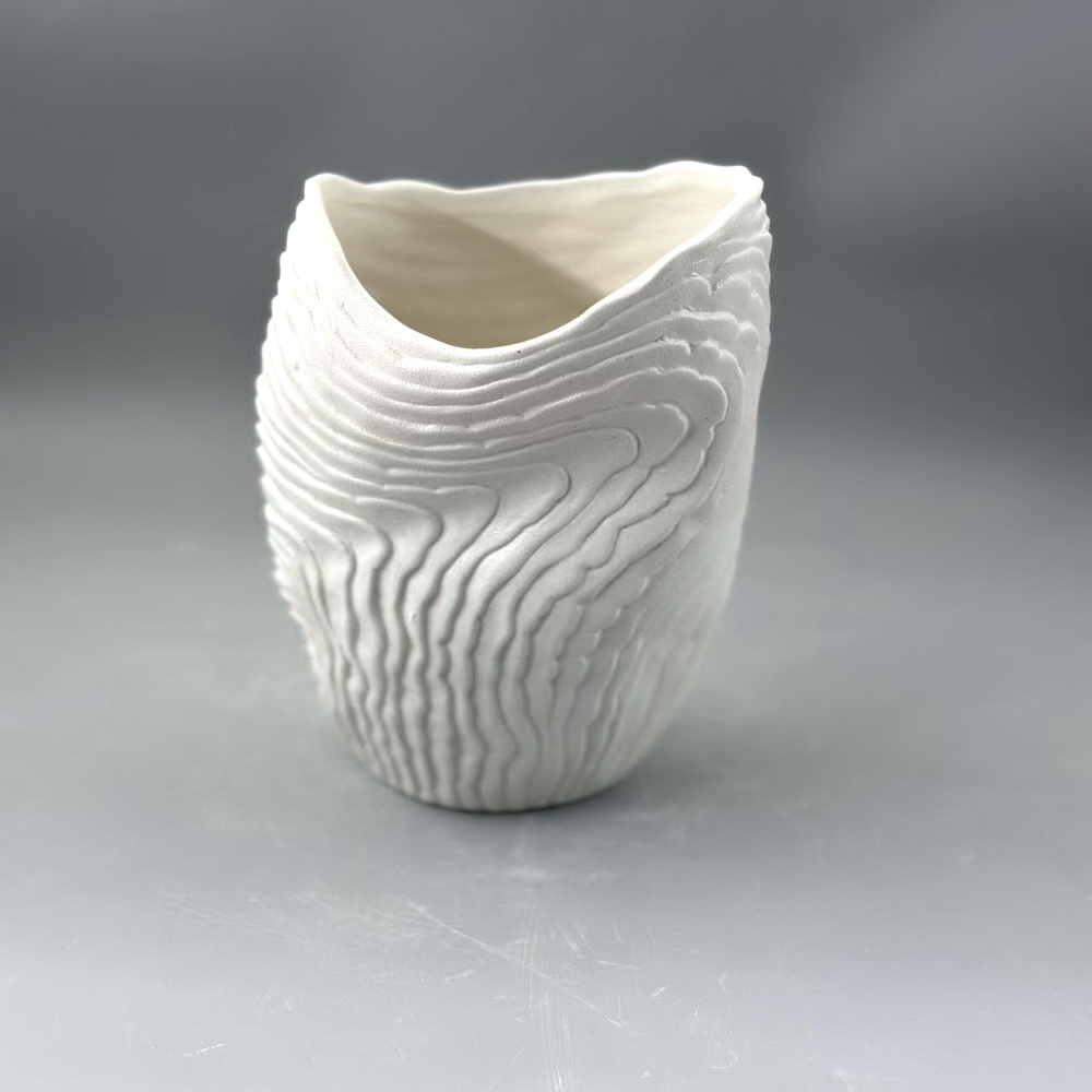 Modern Simple Flower Arrangement Irregular Flower Vase Printed Ceramic Vase Arrangement Living Room Soft Decorations ﻿