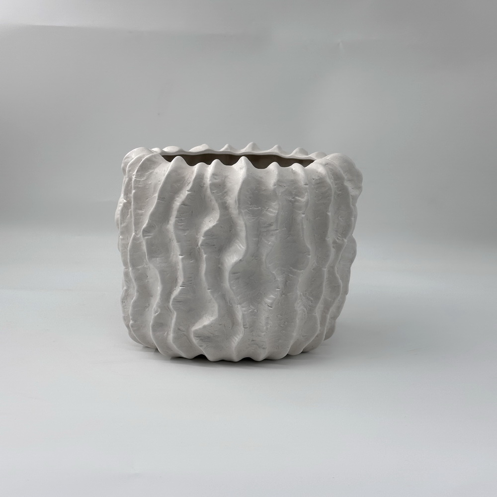 European Style Minimalist Ceramic Vase Shell Pattern Frosted Texture Home Decoration Center Decoration