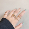 Fashion Mixed Minimalist Ring Set Geometric Round Metal Gold Silver Color Cuff Open Rings